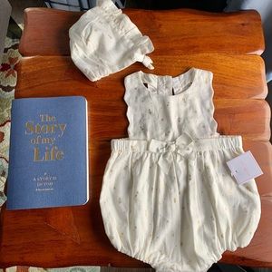 Baby girl romper and bonnet set 6-9m